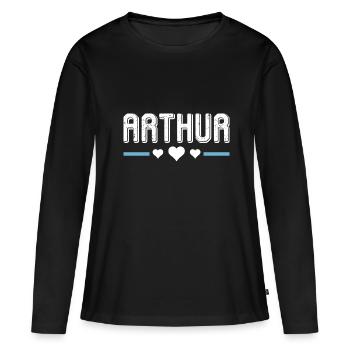 Arthur - T-shirt manches longues Premium bio Femme - noir - Devant - Julia (174cm)