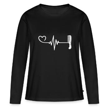 Peigne Coiffeur Pulse Heart Love - T-shirt manches longues Premium bio Femme - noir - Devant - Julia (174cm)