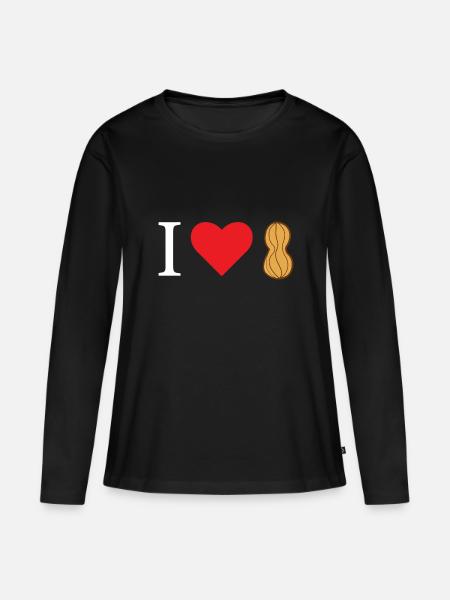 Peanut love - Frauen Premium Bio Langarmshirt - Schwarz