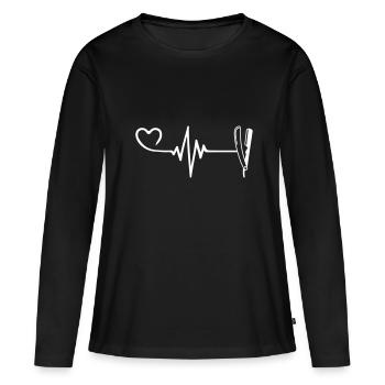 Rasage Barber Pulse Heart Love - T-shirt manches longues Premium bio Femme - noir - Devant - Julia (174cm)