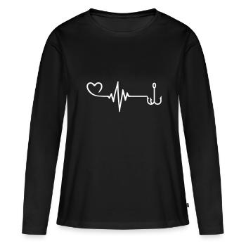 Pouls d’hameçon - T-shirt manches longues Premium bio Femme - noir - Devant - Julia (174cm)