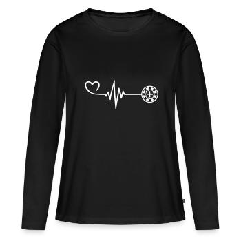 Roulette Pulse Heart - T-shirt manches longues Premium bio Femme - noir - Devant - Julia (174cm)