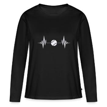 Battements de cœur de baseball - T-shirt manches longues Premium bio Femme - noir - Devant - Julia (174cm)