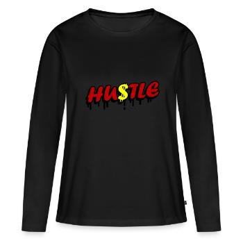 Hustle Quote - Frauen Premium Bio Langarmshirt - Schwarz - Vorne - Julia (174cm)