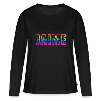 Jaime RS Arc-en-ciel - T-shirt manches longues Premium bio Femme - noir - Devant - Julia (174cm)
