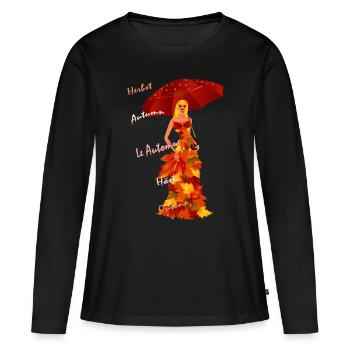 automne - T-shirt manches longues Premium bio Femme - noir - Devant - Julia (174cm)