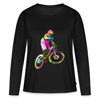 Bunter Downhiller - T-shirt manches longues Premium bio Femme - noir - Devant - Julia (174cm)