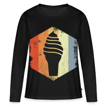Vintage Softeis - Frauen Premium Bio Langarmshirt - Schwarz - Vorne - Julia (174cm)