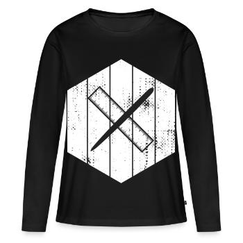 Drawing with pen and ruler - Women's Premium Organic Long Sleeve Shirt - black - Front - Julia (174cm)