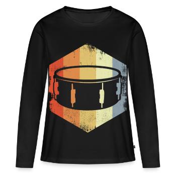 Caisse claire Vintage - T-shirt manches longues Premium bio Femme - noir - Devant - Julia (174cm)