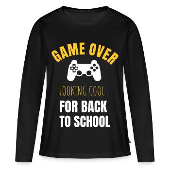 Début de l’école - T-shirt manches longues Premium bio Femme - noir - Devant - Julia (174cm)