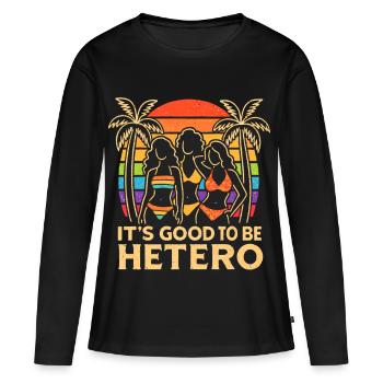 It's Good to Be Hetero Sunset Trio - Frauen Premium Bio Langarmshirt - Schwarz - Vorne - Julia (174cm)