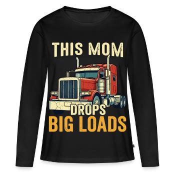 Mère camionneur Chauffeur de semi-remorque Maman - T-shirt manches longues Premium bio Femme - noir - Devant - Julia (174cm)