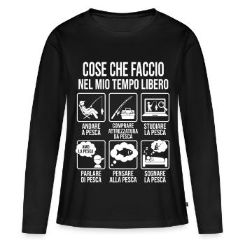 Maglietta Pesca Divertente Tempo Libero - T-shirt manches longues Premium bio Femme - noir - Devant - Julia (174cm)