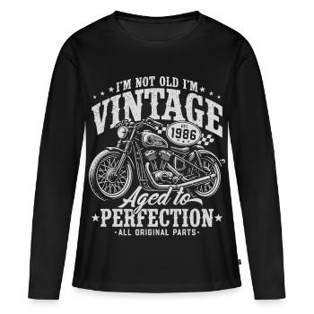 Cadeau d’anniversaire de moto vintage vintage 1986 - T-shirt manches longues Premium bio Femme - noir - Devant - Julia (174cm)