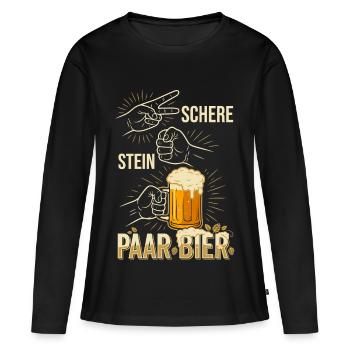 Schere Stein Bier Trinkspiel Design - Frauen Premium Bio Langarmshirt - Schwarz - Vorne - Julia (174cm)