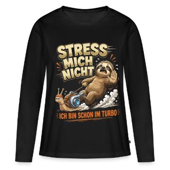 Nicht hetzen Faultier - Lustiges Chill & Spruch  - Frauen Premium Bio Langarmshirt - Schwarz - Vorne - Julia (174cm)