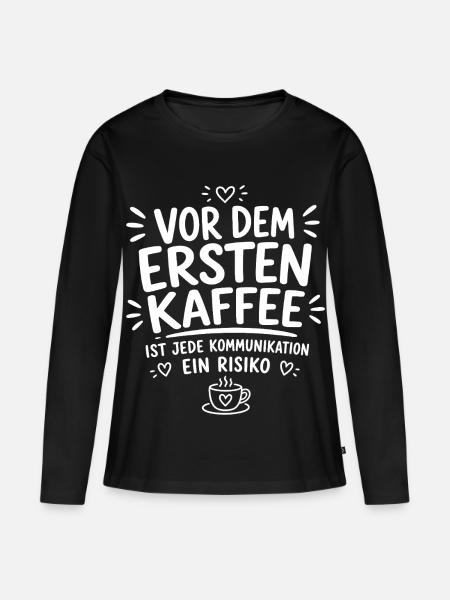 Vor dem ersten Kaffee - Frauen Premium Bio Langarmshirt - Schwarz