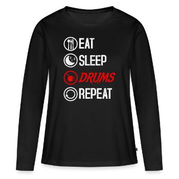 Drum Drumsticks Instrument - Women's Premium Organic Long Sleeve Shirt - black - Front - Julia (174cm)
