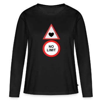 Coeur Amour Pas de limite Signalisation routière - T-shirt manches longues Premium bio Femme - noir - Devant - Julia (174cm)
