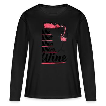 Vin drôle vin verre vin bouteille de vin vin rouge - T-shirt manches longues Premium bio Femme - noir - Devant - Julia (174cm)