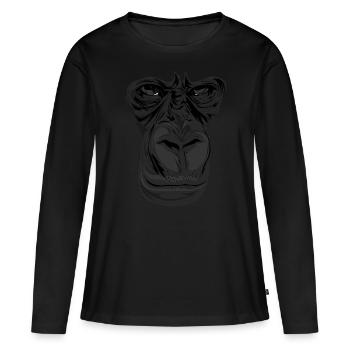 Gorilla - T-shirt manches longues Premium bio Femme - noir - Devant - Julia (174cm)