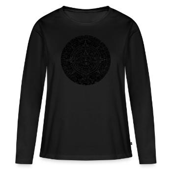 Maya Aztec Maori Tattoo Calendar Tribal Ethno - T-shirt manches longues Premium bio Femme - noir - Devant - Julia (174cm)