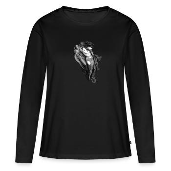 Paul et Francesca - T-shirt manches longues Premium bio Femme - noir - Devant - Julia (174cm)