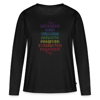 Chakra des chakras de yoga - T-shirt manches longues Premium bio Femme - noir - Devant - Julia (174cm)