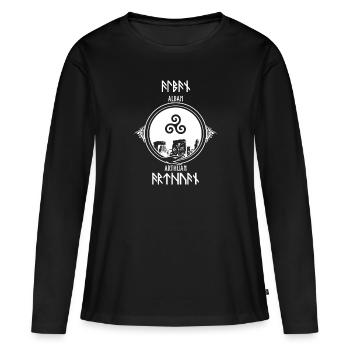 Winter Solstice Celtic Jul Runes Vikings - Women's Premium Organic Long Sleeve Shirt - black - Front - Julia (174cm)