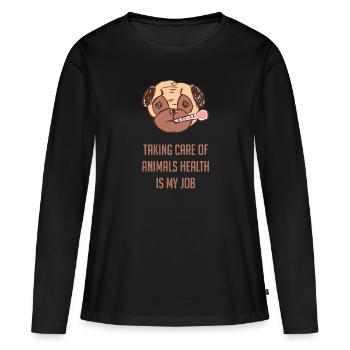 Idée cadeau de gardien de zoo vétérinaire - T-shirt manches longues Premium bio Femme - noir - Devant - Julia (174cm)