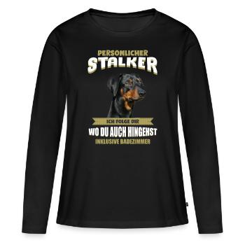 Deutscher Pinscher Tshirt - Deutscher Pinscher - Frauen Premium Bio Langarmshirt - Schwarz - Vorne - Julia (174cm)