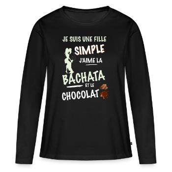 Bachata Dance Chocolate T-shirt women - Women's Premium Organic Long Sleeve Shirt - black - Front - Julia (174cm)