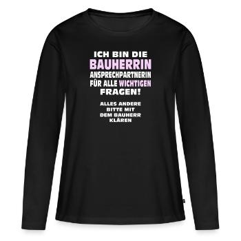 Bauherrin Hausbau - Frauen Premium Bio Langarmshirt - Schwarz - Vorne - Julia (174cm)