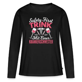 Krankenschwester Geschenk Arzthelferin - Frauen Premium Bio Langarmshirt - Schwarz - Vorne - Julia (174cm)