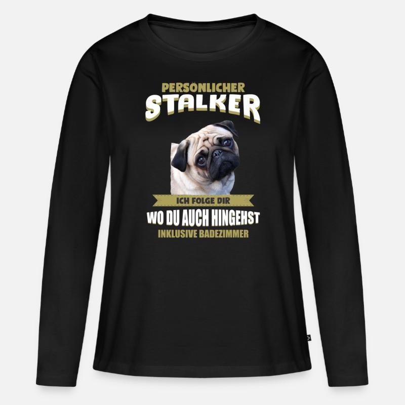 Mops - Mops Hund - Frauen Premium Bio Langarmshirt - Schwarz
