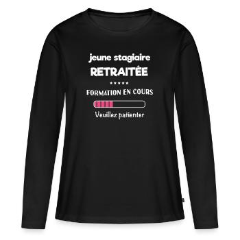 départ retraite femme - T-shirt manches longues Premium bio Femme - noir - Devant - Julia (174cm)