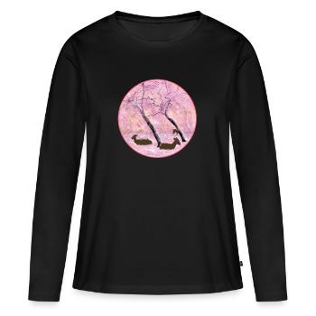 Japanese cherry blossoms woman - Women's Premium Organic Long Sleeve Shirt - black - Front - Julia (174cm)