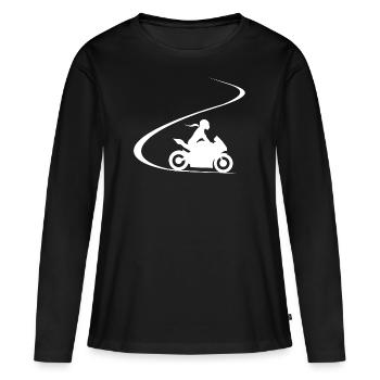 Motorcyclist Super athlete bike curves biker - Women's Premium Organic Long Sleeve Shirt - black - Front - Julia (174cm)