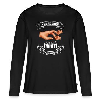 Zwillingsmama | Schwanger mit Zwillingen, Twin Mom - Frauen Premium Bio Langarmshirt - Schwarz - Vorne - Julia (174cm)