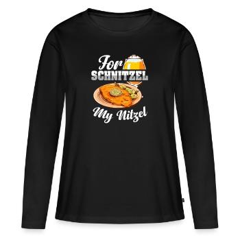 For Schnitzel My Nitzel | Bière Et escalopes - T-shirt manches longues Premium bio Femme - noir - Devant - Julia (174cm)