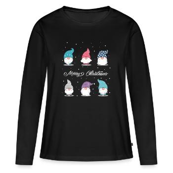 Weihnachten Wichtel - Frauen Premium Bio Langarmshirt - Schwarz - Vorne - Julia (174cm)