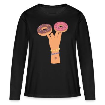 Two In The Pink One In The Stink Finger Donuts - Frauen Premium Bio Langarmshirt - Schwarz - Vorne - Julia (174cm)