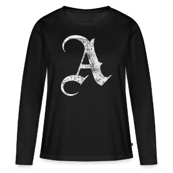 Tshirt alphabet initial A - Women's Premium Organic Long Sleeve Shirt - black - Front - Julia (174cm)