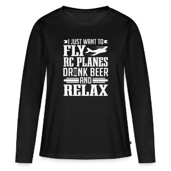 Luftfahrt Model Fly RC Flugzeuge Trinken Bier RC Flugzeug - Frauen Premium Bio Langarmshirt - Schwarz - Vorne - Julia (174cm)