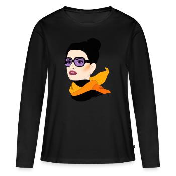 Enchanting beauty with a waving scarf - Women's Premium Organic Long Sleeve Shirt - black - Front - Julia (174cm)