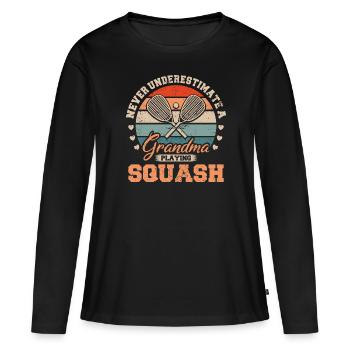 Cool Ne sous-estimez jamais une grand-mère qui joue au squash - T-shirt manches longues Premium bio Femme - noir - Devant - Julia (174cm)