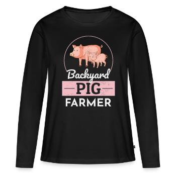 Backyard Pig Farmer Animal Farming Farm Funny - Women's Premium Organic Long Sleeve Shirt - black - Front - Julia (174cm)