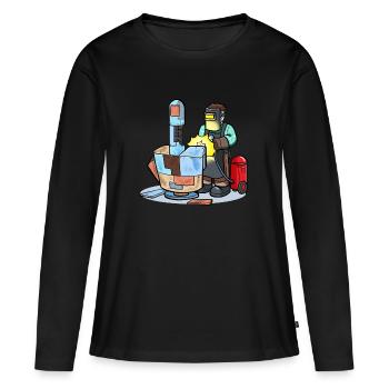 Schweißen Metall Mittelfingerschweisser - Frauen Premium Bio Langarmshirt - Schwarz - Vorne - Julia (174cm)