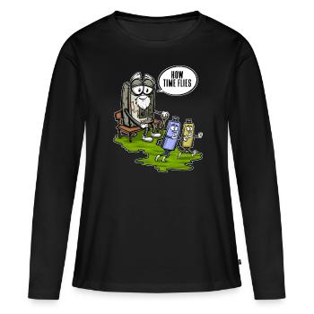 Cassette des années 80 90 Cassette Sitting Cassette Cassette - T-shirt manches longues Premium bio Femme - noir - Devant - Julia (174cm)